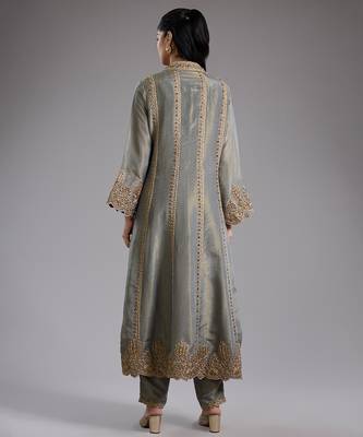 Grey embroidered tissue co ord set 2
