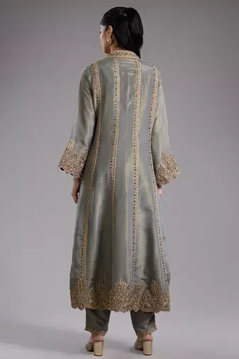 Grey embroidered tissue co ord set