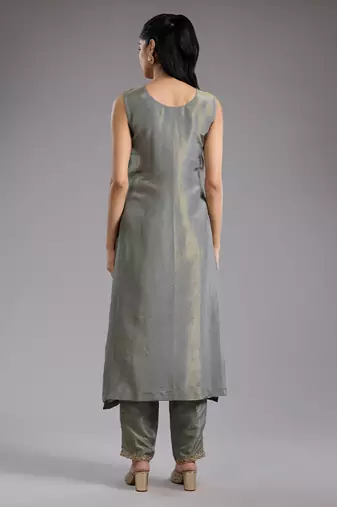 Grey embroidered tissue co ord set