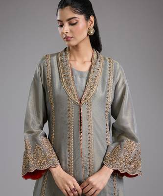 Grey embroidered tissue co ord set 5