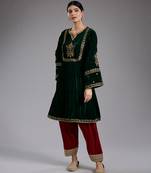Black embroidered velvet kurta set