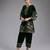 Green embroidered velvet kurta set