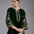 Green embroidered velvet kurta set