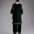 Green embroidered velvet kurta set