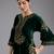 Green embroidered velvet kurta set