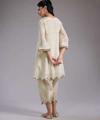 Ivory embroidered tissue kurta Set 2