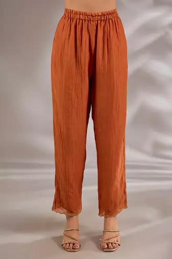 Orange embroidered chanderi anarkali