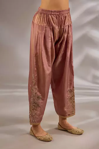 Pink embroidered net Kurta Set