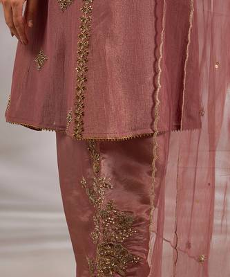 Pink embroidered net Kurta Set 5