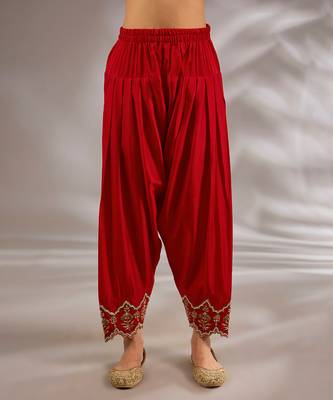 Red embroidered silk anarkali 3