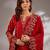 Red embroidered silk anarkali