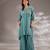 Blue embroidered crepe kaftan set