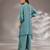 Blue embroidered crepe kaftan set