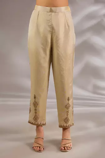 Ivory embroidered tissue kurta set