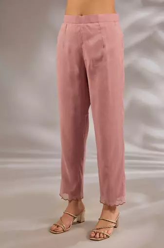 Pink embroidered chanderi kurta set