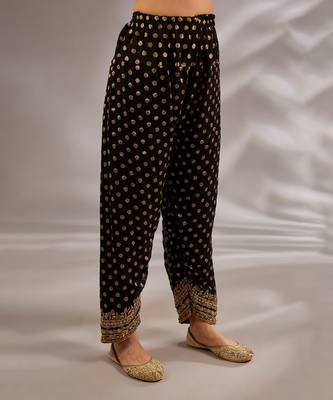 Black embroidered silk kurta set 3