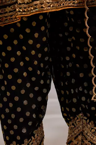 Black embroidered silk kurta set