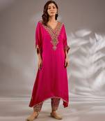 Pink embroidered silk kurta set