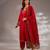Red embroidered silk kurta set
