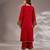 Red embroidered silk kurta set