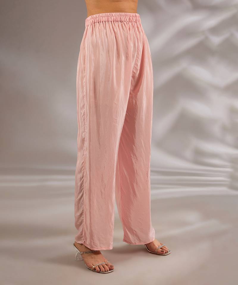 Pink embroidered crepe kurta set