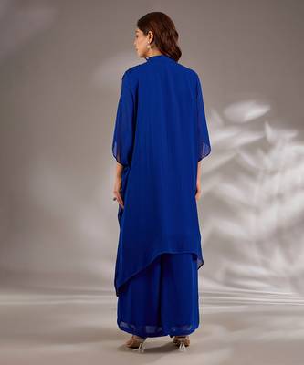 Blue embroidered georgette kaftan set 2