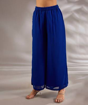 Blue embroidered georgette kaftan set 4