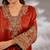 Orange embroidered satin kurta set
