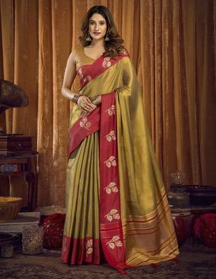 Elegant soft tissue saree with jhallar border | tissue saree with blouse 1