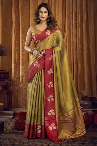 Elegant soft tissue saree with jhallar border | tissue saree with blouse
