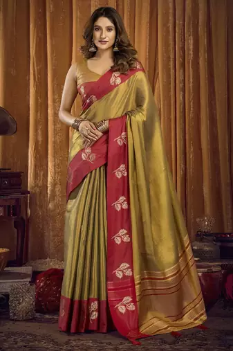 Elegant soft tissue saree with jhallar border | tissue saree with blouse