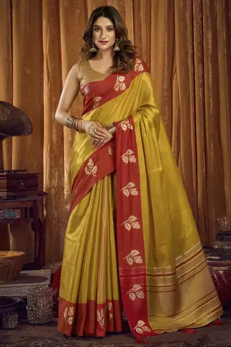 Elegant soft tissue saree with jhallar border | tissue saree with blouse