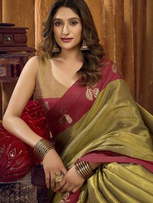  soft tissue saree with contrast border and blouse | festival saree 2