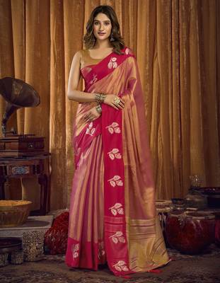  soft tissue saree with contrast border and blouse | festival saree 1