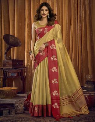  soft tissue saree with contrast border and blouse | festival saree 1