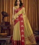 Designer soft tissue saree with contrast border and blouse | festival saree