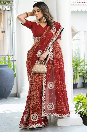 heavy georgette & blooming dull moss fabric with matching blouse