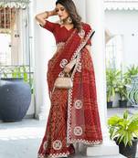 heavy georgette & blooming dull moss fabric with matching blouse