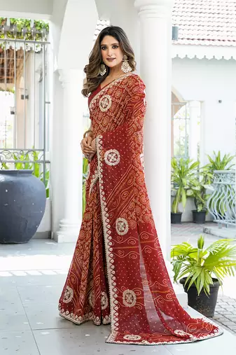  georgette & blooming dull moss fabric with matching blouse