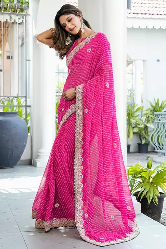 heavy georgette & blooming dull moss fabric with matching blouse