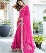 heavy georgette & blooming dull moss fabric with matching blouse