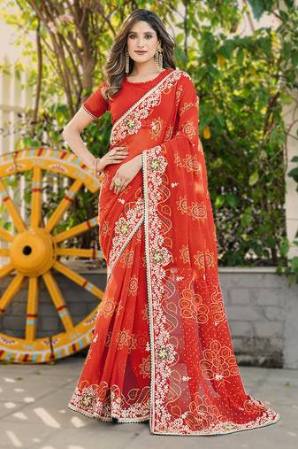 heavy georgette & blooming dull moss fabric with matching blouse