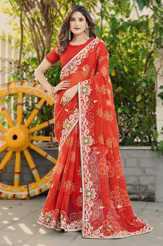 heavy georgette & blooming dull moss fabric with matching blouse