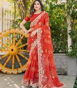 heavy georgette & blooming dull moss fabric with matching blouse