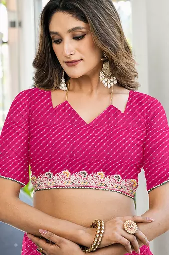  georgette & blooming dull moss fabric with matching blouse
