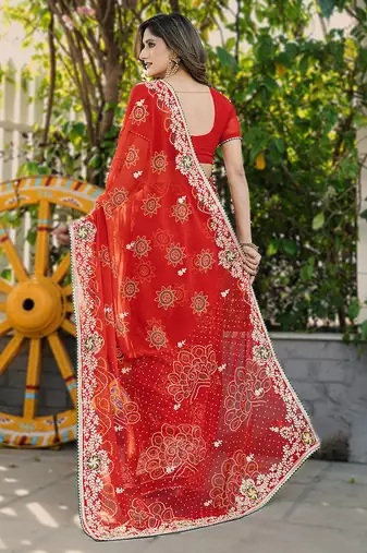  georgette & blooming dull moss fabric with matching blouse