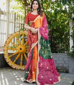 heavy georgette & blooming dull moss fabric with matching blouse