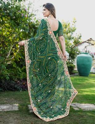  georgette & blooming dull moss fabric with matching blouse 2