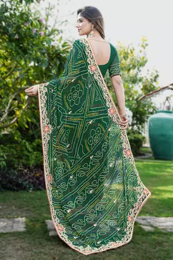  georgette & blooming dull moss fabric with matching blouse