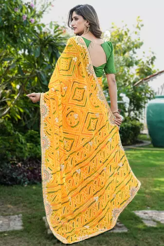  georgette & blooming dull moss fabric with matching blouse